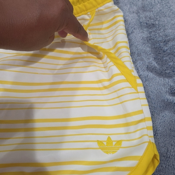 Adidas Women's White and Yellow Striped Athletic Shorts NWOT. - Picture 8 of 11